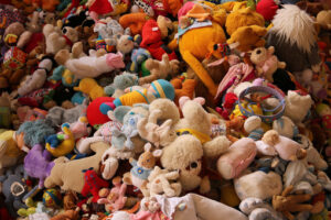 A mountain of puppets at the Mercat Dell Encants in Barcelona. - MyVideoimage.com