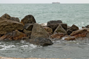 A transport ship on the sea horizon - MyVideoimage.com