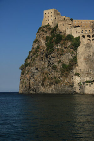 Ancient Aragonese Castle in Ischia Ponte. The fortification. Foto Ischia photos.