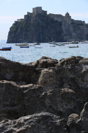 Ancient Aragonese Castle in Ischia Ponte. The fortification. Foto Ischia photos.