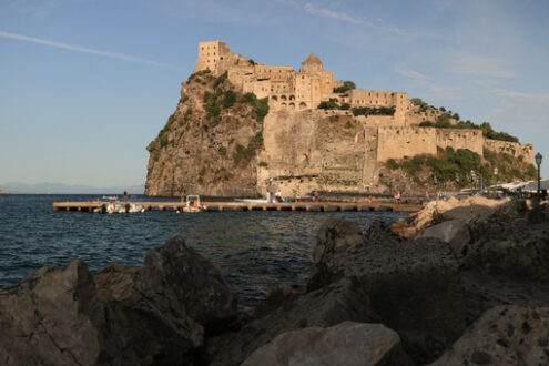 Ancient Aragonese Castle in Ischia Ponte. The fortification. Foto Ischia photos.