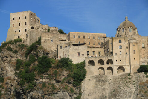 Ancient Aragonese Castle in Ischia Ponte. The fortification. Foto Ischia photos.