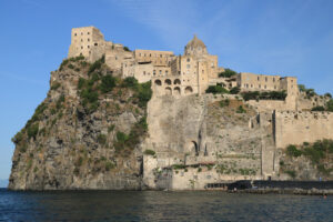 Ancient Aragonese Castle in Ischia Ponte. The fortification. Foto Ischia photos.