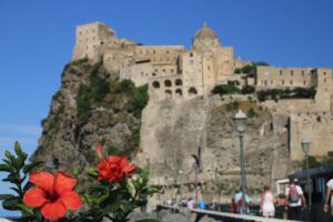 Ancient Aragonese Castle in Ischia Ponte. The fortification. Foto Ischia photos.