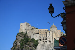 Ancient Aragonese Castle in Ischia Ponte. The fortification. Foto Ischia photos.