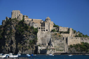 Ancient Aragonese Castle in Ischia Ponte. The fortification. Foto Ischia photos.