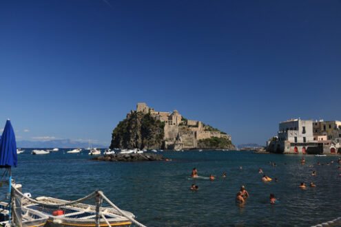 Ancient Aragonese Castle in Ischia Ponte. The fortification.