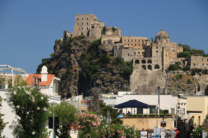 Ancient Aragonese Castle in Ischia Ponte. The fortification. Foto Ischia photos.