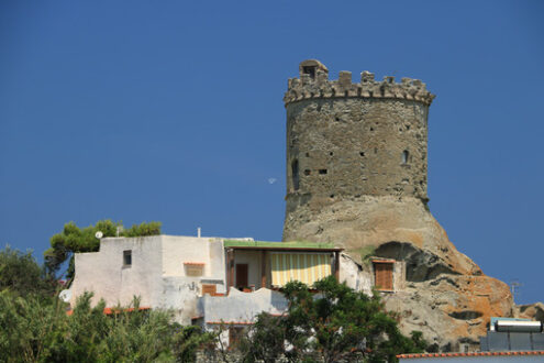 Ancient defensive tower in Forio, on the island of Ischia. The towers served as sighting points for enemies arriving from the sea. - MyVideoimage.com