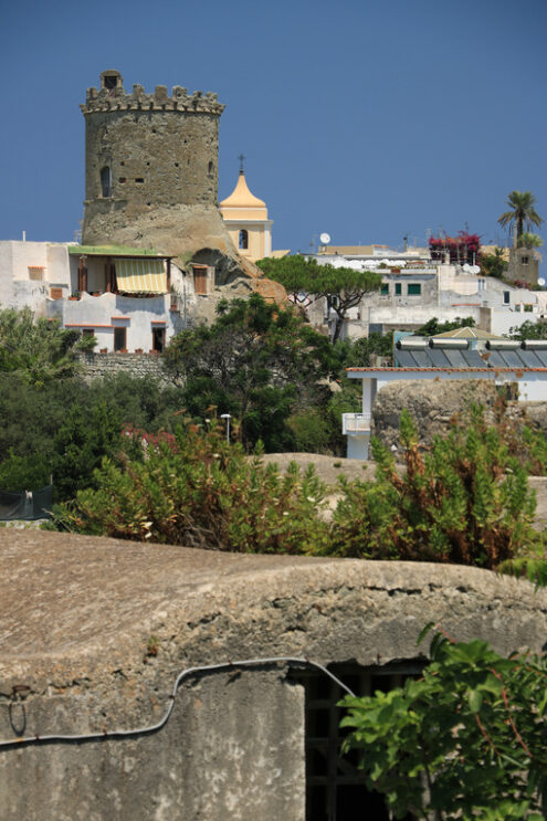 Ancient defensive tower in Forio, on the island of Ischia. The towers served as sighting points for enemies arriving from the sea. - MyVideoimage.com