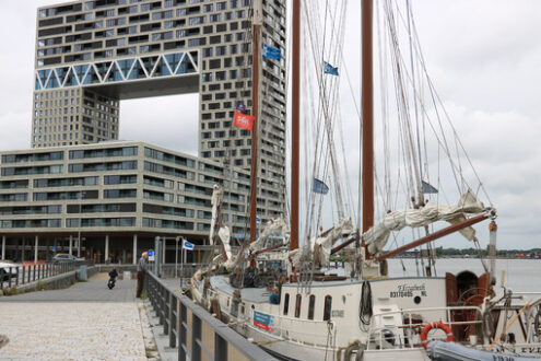 Apartment building in Amsterdam Pontsteiger. The building is loc - MyVideoimage.com