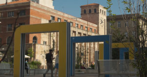 Art door. Colorful portals in the city. Video footage.