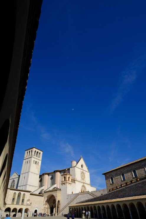 Assisi Basilica di San Francesco. Church of San Francesco in Assisi. The basilica built in Gothic style consists of a lower and an upper church. - MyVideoimage.com | Foto stock & Video footage