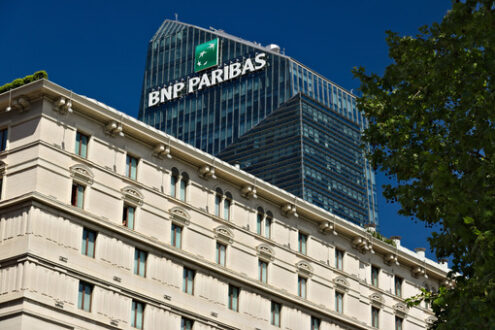 BNL Milan. Top of the Diamond Tower and teaches BNL- BNP Paribas in Milan. - MyVideoimage.com | Foto stock & Video footage