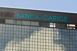 Banca Carige, Genova Genoa. Banca Carige advertising sign. Genoa Brignole. Photo stock royalty free - MyVideoimage.com | Foto stock & Video footage