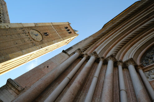 Baptistery of Parma and bell tower of the cathedral. Italian culture capital 2020. - MyVideoimage.com