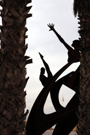 Barcelona, Spain. A corten steel sculpture in Barcelona. - MyVideoimage.com