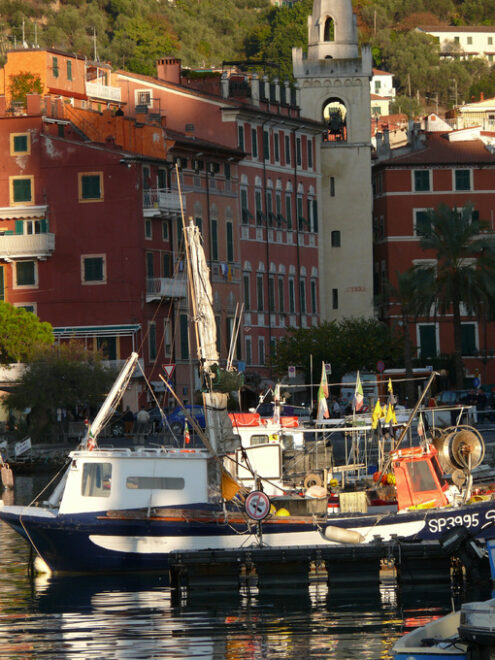 Barche da pesca in porto a Lerici. Colorate barche da pesca ormeggiate al porto. - MyVideoimage.com | Foto stock & Video footage