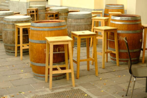 Barrels. Tavern with barrels and stools. Stock photos. - MyVideoimage.com | Foto stock & Video footage