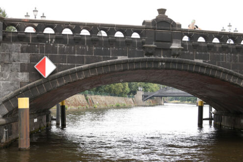 Berlin, Germany, 13 June 2018. Ancient stone bridge over the riv - MyVideoimage.com