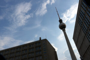 Berlin, Germany, 13 June 2018. The television tower at Alexander Platz. Foto Berlino.