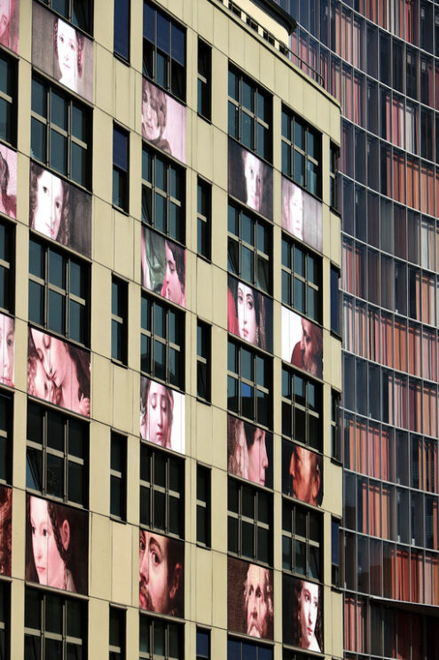 Berlin. 06/14/2008. A facade of a building with photographic pri - MyVideoimage.com