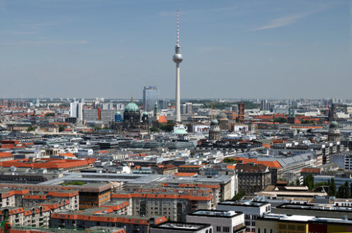 Berlin. 06/14/2018. Panoramic view from the top of a Potsdamer Platz. Foto Berlino.