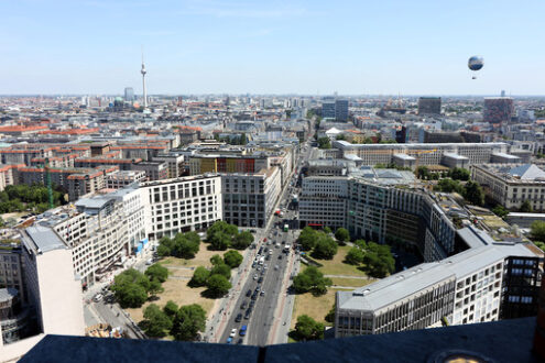 Berlin. 06/14/2018. Panoramic view from the top of a Potsdamer P - MyVideoimage.com