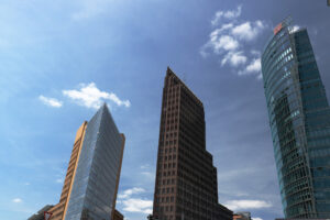 Berlin. 06/14/2018. Skyscrapers of Potsdamer Platz on the blue s - MyVideoimage.com