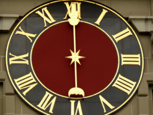 Bern, Switzerland. 08/02/2009. Clock face of antique Swiss watch. Foto Svizzera. Switzerland photo