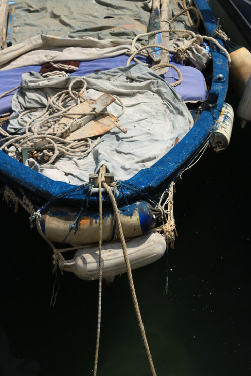 Boats anchored in the port of Corricella on the Island of Procid - MyVideoimage.com | Foto stock & Video footage