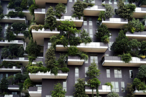 Bosco verticale a Milano. The towers of the “Vertical Forest” designed by the architect Stefano Boeri’s studio. - MyVideoimage.com | Foto stock & Video footage