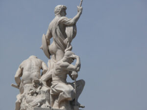 Botticino marble sculptures placed on the Altare della Patria in Rome. - MyVideoimage.com