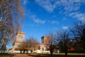 Building of the Carlo Ottolini Cotton mill today Textile Museum in Busto Arsizio. Neo-Gothic construction in terracotta bricks with turrets and ogival windows. Foto Busto Arsizio photo