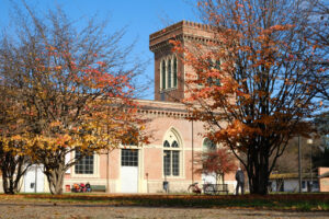 Building of the Carlo Ottolini Cotton mill today Textile Museum in Busto Arsizio. Neo-Gothic construction in terracotta bricks with turrets and ogival windows. Foto Busto Arsizio photo