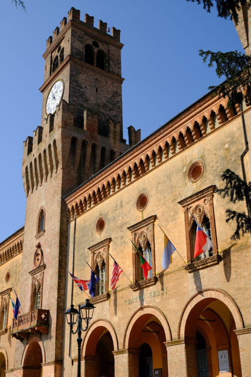 Busseto theater. Palazzo Rocca Pallavicino, seat of the municipality of Busseto (Parma). Stock photos. - MyVideoimage.com | Foto stock & Video footage