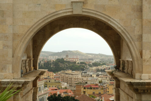 Cagliari panorama. Bastion of Saint Remy in Cagliari. Foto stock royalty free. - MyVideoimage.com | Foto stock & Video footage