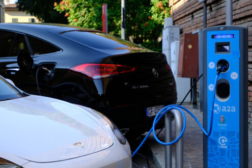 Car charging. Electric car charging. Stock photos. - MyVideoimage.com | Foto stock & Video footage