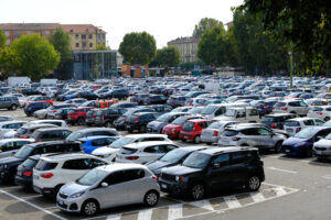 Car park in Asti Large car park with cars. Stock photos. - MyVideoimage.com | Foto stock & Video footage