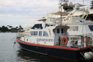 Carabinieri boat anchored in the port of Ischia, near Naples. - MyVideoimage.com