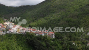 Carrara Colonnata. Village of lard. Panoramic shot of the village of Colonnata, where the famous lard is produced.  Video footage. - MyVideoimage.com | Foto stock & Video footage