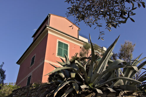 Casa nel bosco. Bonassola, near Cinque Terre. 03/31/2019. A typical Ligurian house - MyVideoimage.com | Foto stock & Video footage