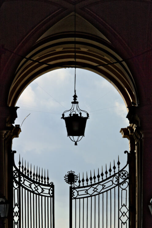 Caserta, Italy. Access gates to the courtyards of the Royal Palace of Caserta (Italy). Foto reggia di Caserta.