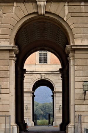 Caserta, Italy. Access gates to the courtyards of the Royal Palace of Caserta (Italy). Foto reggia di Caserta.