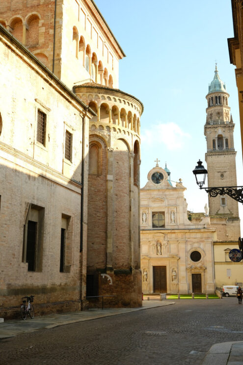 Cathedral of Parma. Church of San Giovanni evangelista in the background. - MyVideoimage.com