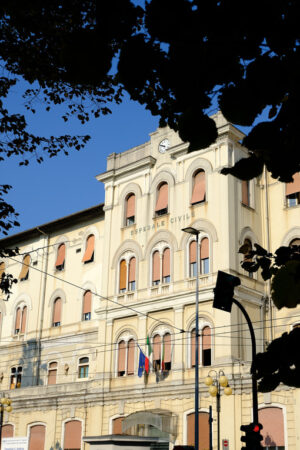 Civic hospital of La Spezia Civic hospital of La Spezia in the city center.  Stock photos. - MyVideoimage.com | Foto stock & Video footage