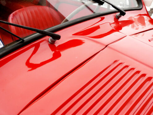 Close-up  of the bonnet of a vintage Italian car - MyVideoimage.com