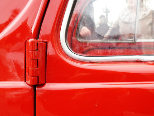 Close-up of the door of a vintage Italian car - MyVideoimage.com