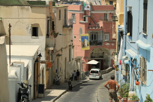 Colored facades. Village of Marina Corricella, Procida Island, Mediterranean Sea, - MyVideoimage.com | Foto stock & Video footage