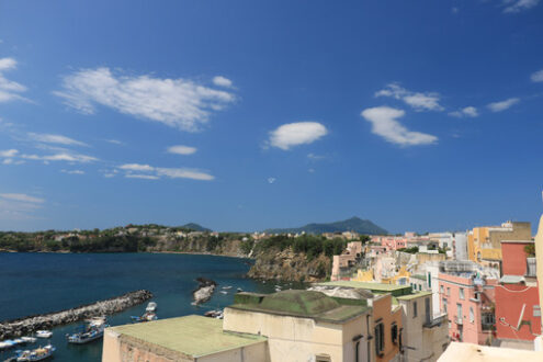 Colored facades. Village of Marina Corricella, Procida Island, Mediterranean Sea, near Naples. The characteristic houses with colored facades. - MyVideoimage.com | Foto stock & Video footage